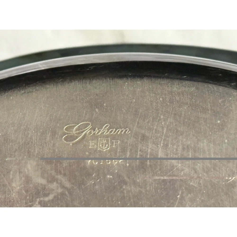 Vintage Gorham Silverplate Serving Dish Wood Handle‎ Insert Bowl